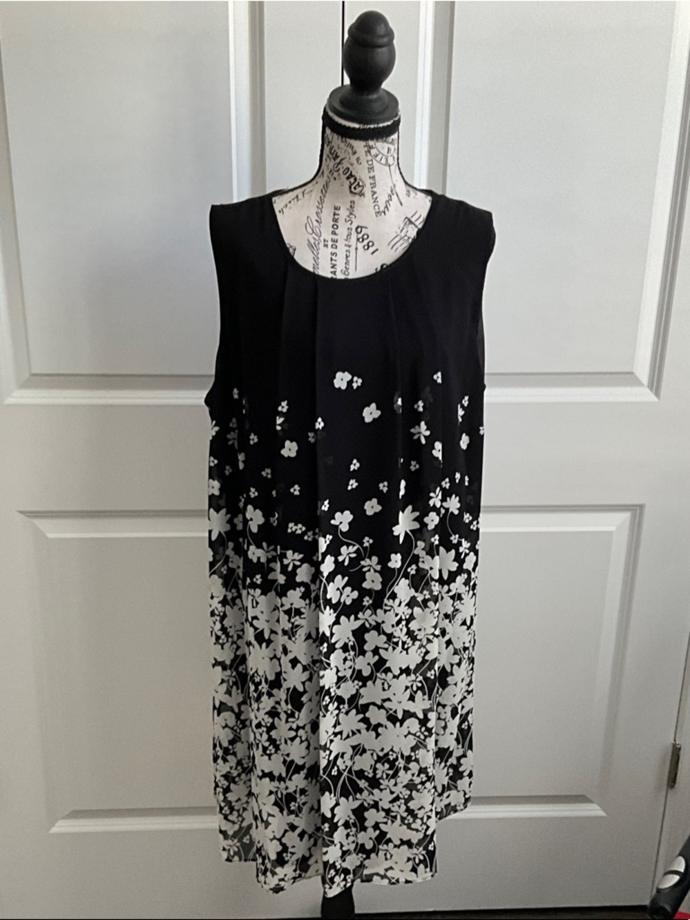 Calvin Klein Black and White Floral Midi Dress
